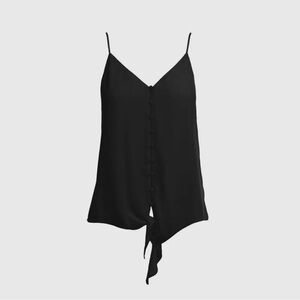 Black Naked Zebra Tie-Front Sleeveless Camisole